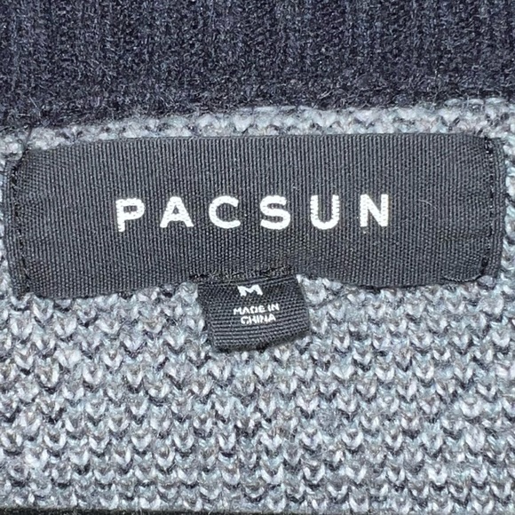 PacSun Golf Cardigan Knit Sweater Diamond Pattern Blue & White Size Medium - Picture 5 of 5